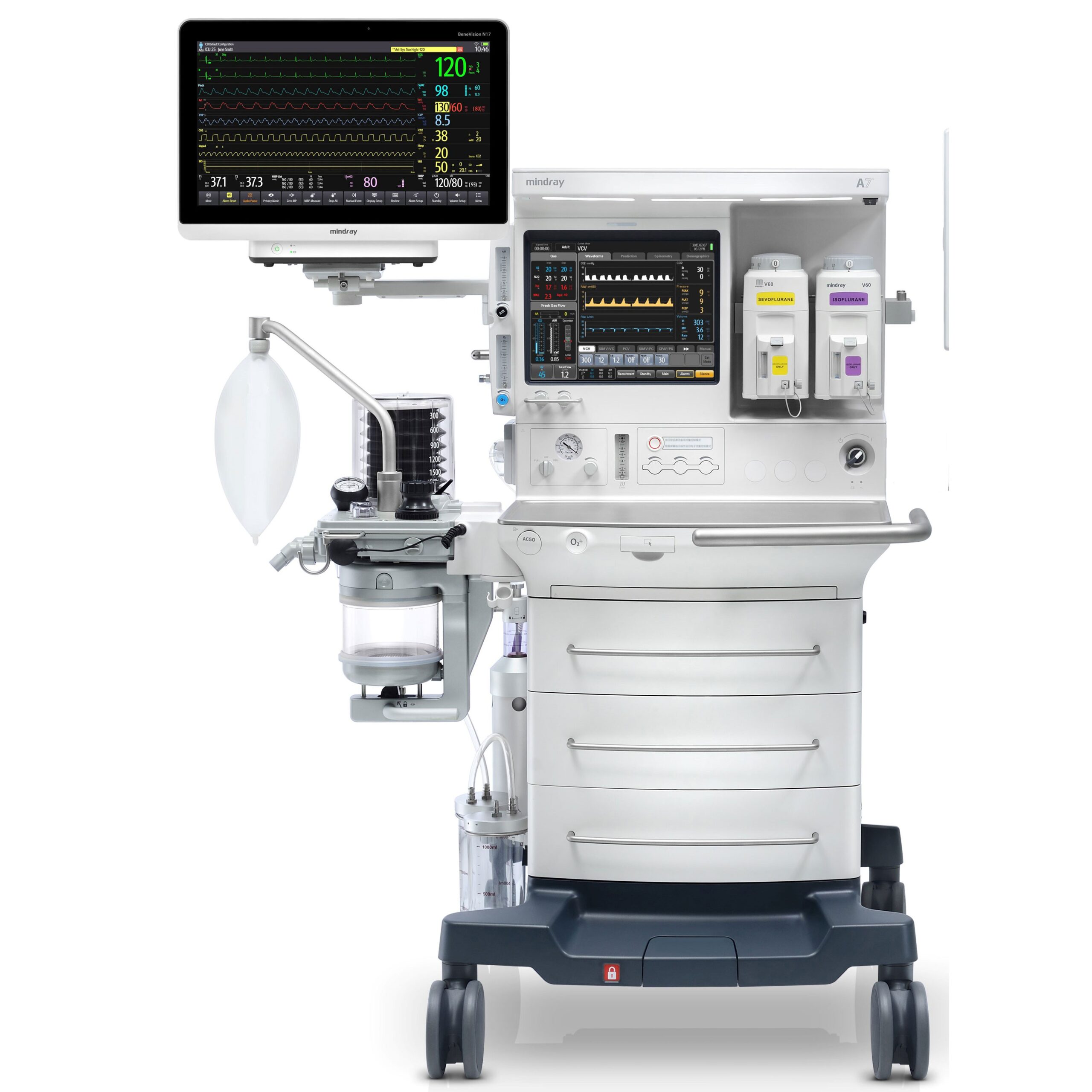 Mindray A7 上的 Mindray N12/N15/N17 | GCX Medical Mounting Solutions