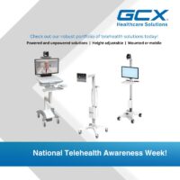 GCX celebrates National Telehealth Awareness Week! 

With 100+ combined years in manufacturing for healthcare, our GCX and Jaco solutions provide a robust portfolio of telemedicine and telehealth carts, roll stands, wall mounts and overbed tables that foster communication and collaboration anywhere, anytime.
 
Visit https://lnkd.in/eGVgWgB8 to learn more!